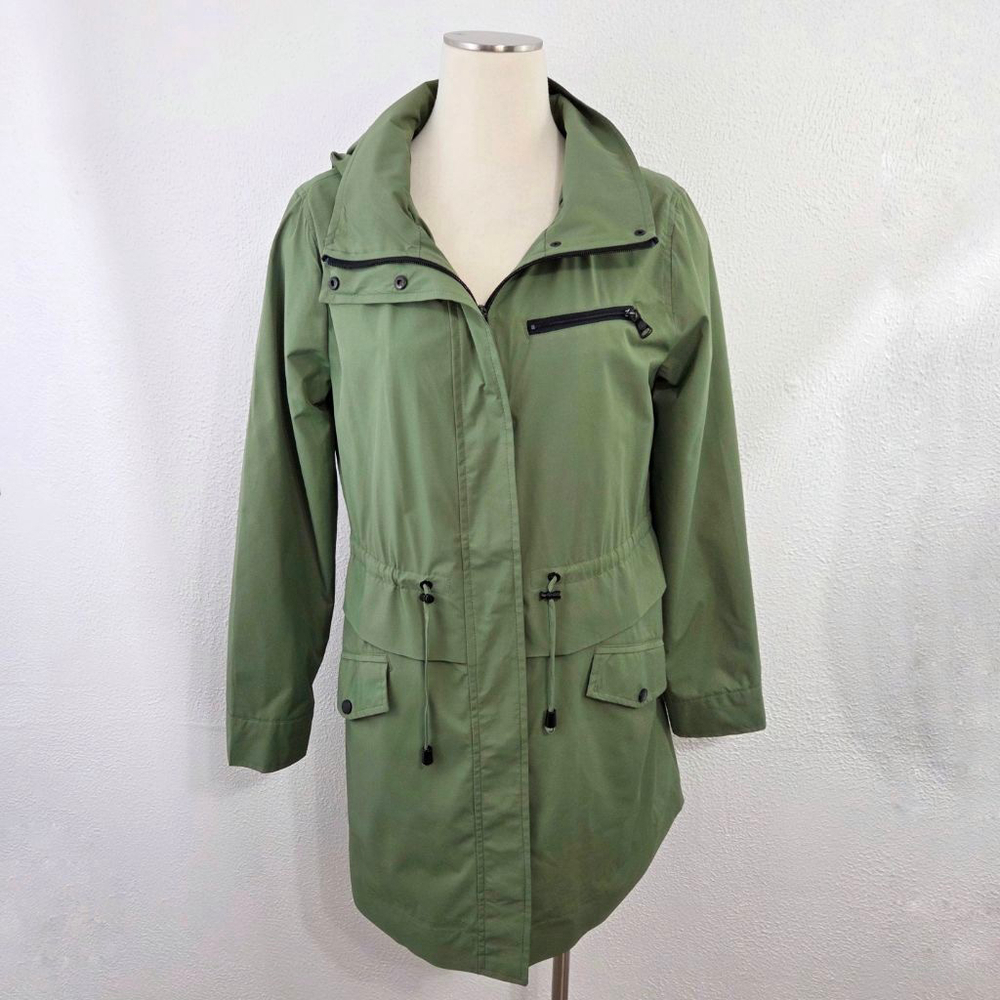 Vince Camuto Water Resistant Hooded Jacket green black windbreaker womens medium - Picture 3 of 8